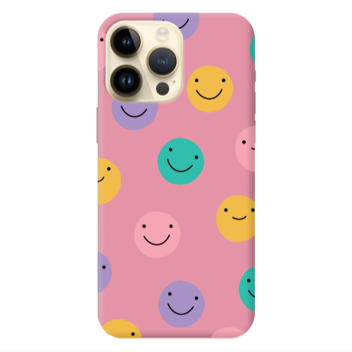Apple iPhone 13 Pro Max Colorful smiles Pink Colored Silicone TPU Θήκη