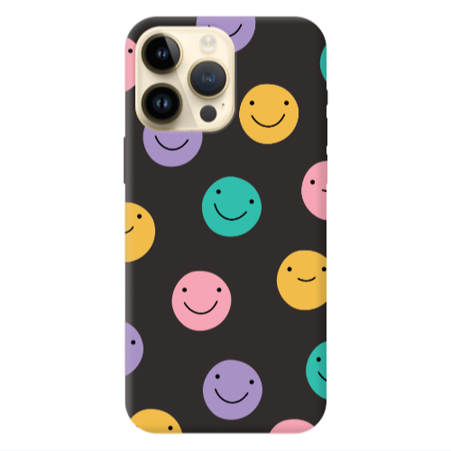 Apple iPhone 13 Pro Max Colorful smiles Black Colored Silicone TPU Θήκη
