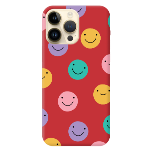 Apple iPhone 13 Pro Max Colorful smiles Red Colored Silicone TPU Θήκη