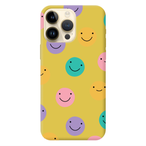 Apple iPhone 13 Pro Max Colorful smiles Yellow Colored Silicone TPU Θήκη