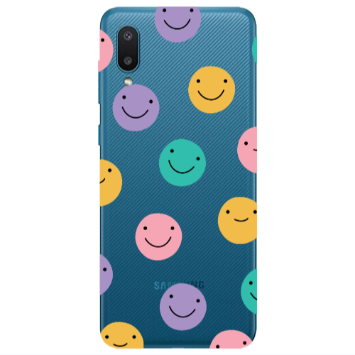 Samsung A02 Colorful smiles Transparent Silicone TPU Θήκη