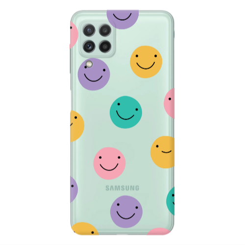 Samsung A22 4G Colorful smiles Transparent Silicone TPU Θήκη