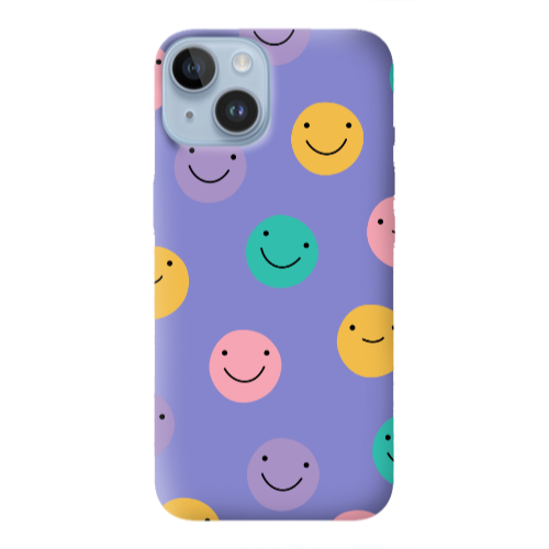 Apple iPhone 14  Colorful smiles Purple Colored Silicone TPU Θήκη