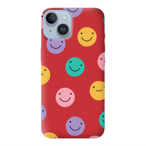 Apple iPhone 14 Plus Colorful smiles Red Colored Silicone TPU Θήκη