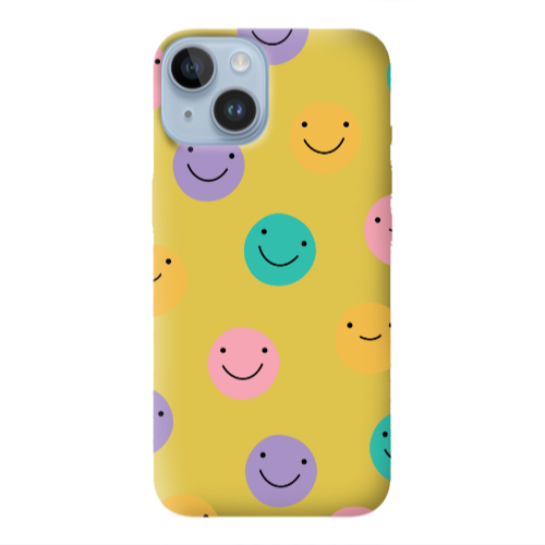 Apple iPhone 14 Plus Colorful smiles Yellow Colored Silicone TPU Θήκη