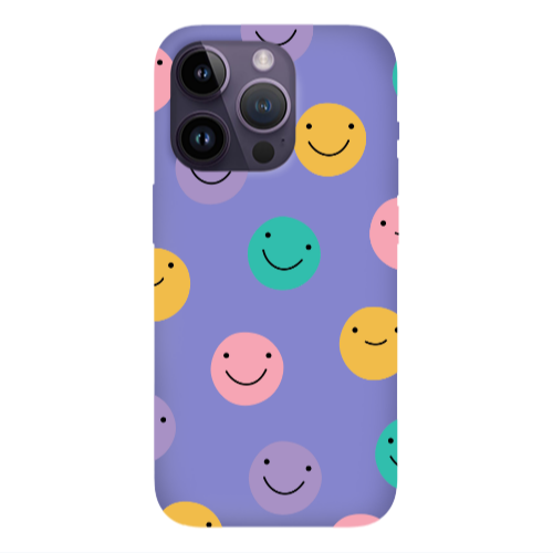 Apple iPhone 14 Pro  Colorful smiles Purple Colored Silicone TPU Θήκη
