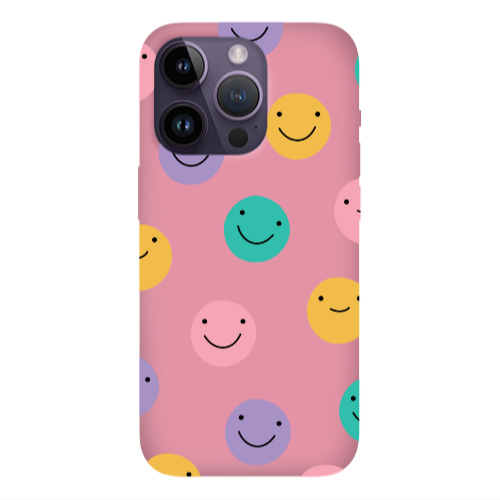 Apple iPhone 14 Pro  Colorful smiles Pink Colored Silicone TPU Θήκη