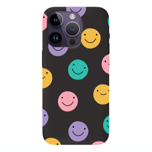 Apple iPhone 14 Pro  Colorful smiles Black Colored Silicone TPU Θήκη