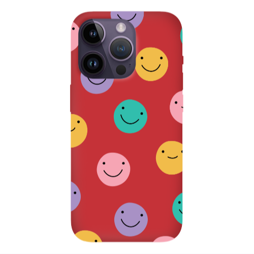 Apple iPhone 14 Pro  Colorful smiles Red Colored Silicone TPU Θήκη