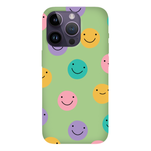 Apple iPhone 14 Pro Max Colorful smiles Light Green Colored Silicone TPU Θήκη