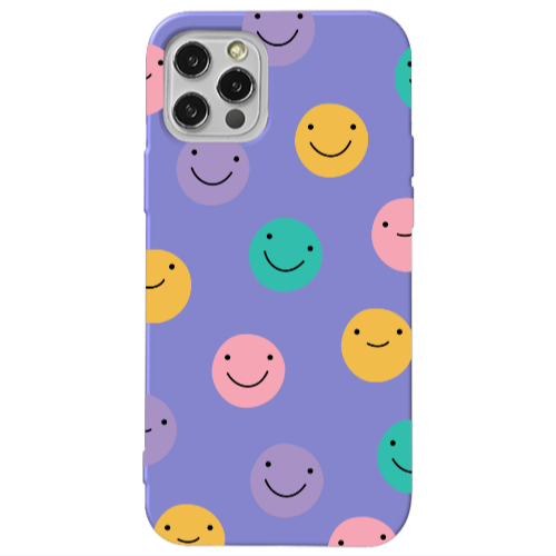 Apple iPhone 13 Pro Colorful smiles Purple Colored Silicone TPU Θήκη