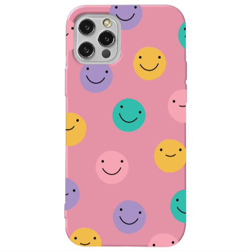 Apple iPhone 13 Pro Colorful smiles Pink Colored Silicone TPU Θήκη