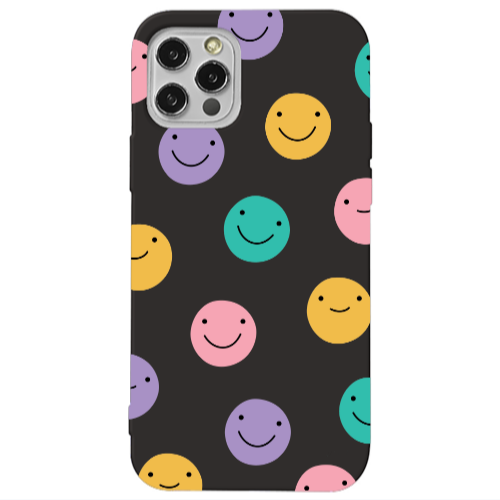 Apple iPhone 13 Pro Colorful smiles Black Colored Silicone TPU Θήκη