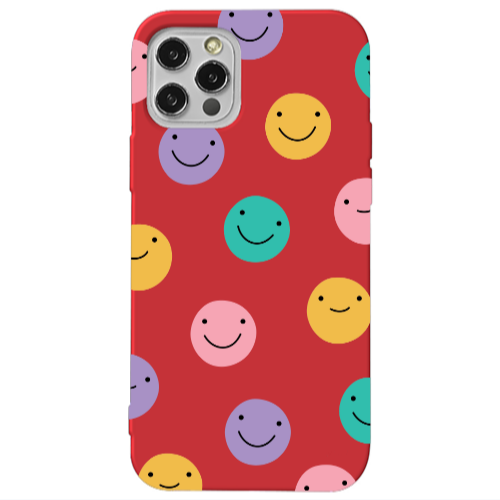 Apple iPhone 13 Pro Colorful smiles Red Colored Silicone TPU Θήκη