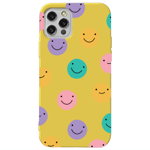 Apple iPhone 13 Pro Colorful smiles Yellow Colored Silicone TPU Θήκη