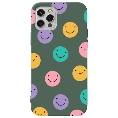 Apple iPhone 13 Pro Colorful smiles Dark Green Colored Silicone TPU Θήκη