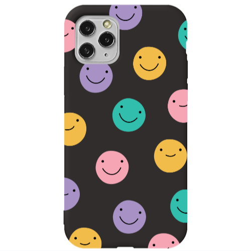 Apple iPhone 11 Pro Max Colorful smiles Black Colored Silicone TPU Θήκη