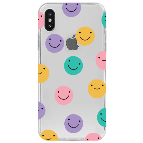 Apple iPhone Xs Max Colorful smiles Transparent Silicone TPU Θήκη
