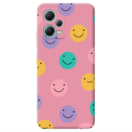 Xiaomi Redmi Note 12 Pro 5G Colorful smiles Pink Colored Silicone TPU Θήκη