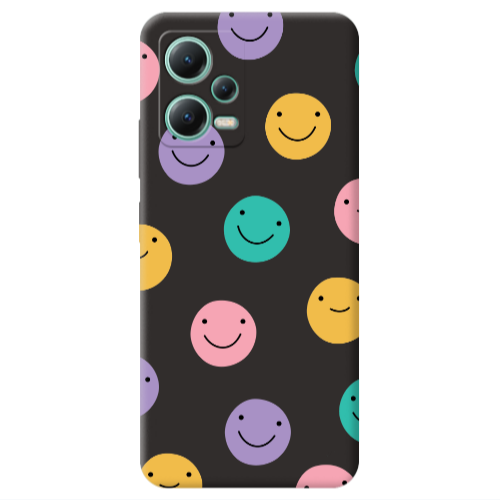 Xiaomi Redmi Note 12 Pro 5G Colorful smiles Black Colored Silicone TPU Θήκη