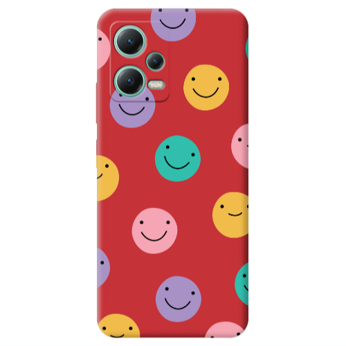 Xiaomi Redmi Note 12 Pro 5G Colorful smiles Red Colored Silicone TPU Θήκη