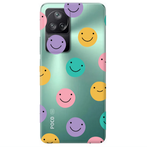 Xiaomi Poco F4 Colorful smiles Transparent Silicone TPU Θήκη