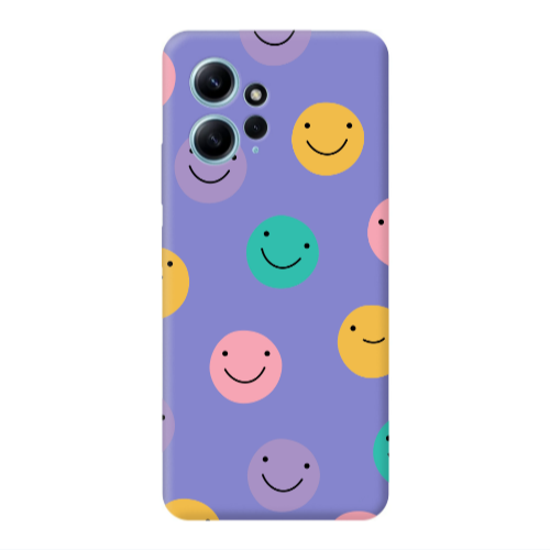Xiaomi Redmi Note 12 4G Colorful smiles Purple Colored Silicone TPU Θήκη