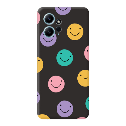 Xiaomi Redmi Note 12 4G Colorful smiles Black Colored Silicone TPU Θήκη