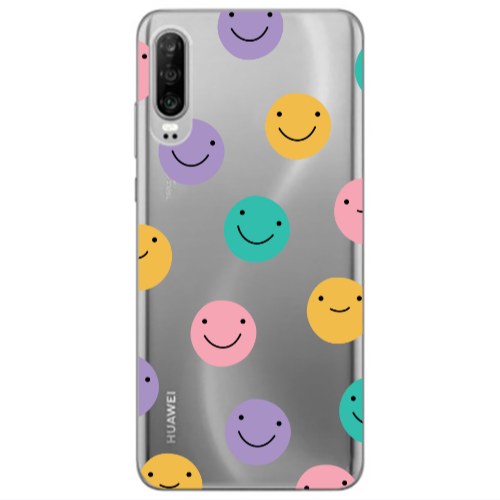 Huawei P30 Colorful smiles Transparent Silicone TPU Θήκη