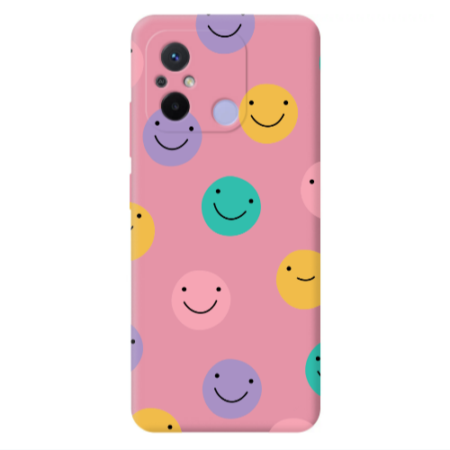 Xiaomi Redmi 12C Colorful smiles Pink Colored Silicone TPU Θήκη