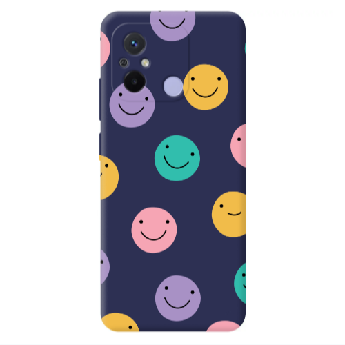Xiaomi Redmi 12C Colorful smiles Dark blue Colored Silicone TPU Θήκη