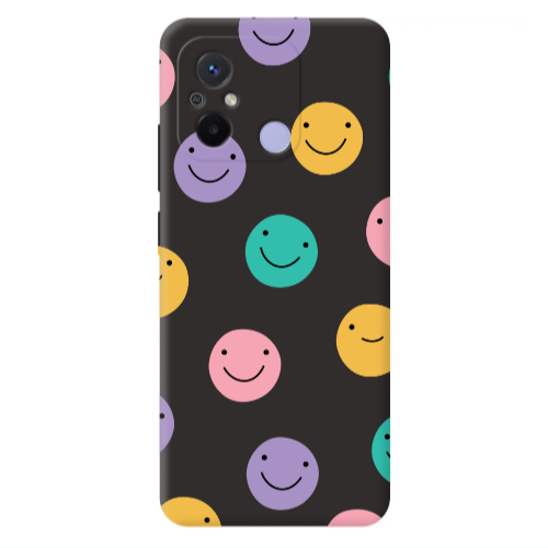 Xiaomi Redmi 12C Colorful smiles Black Colored Silicone TPU Θήκη