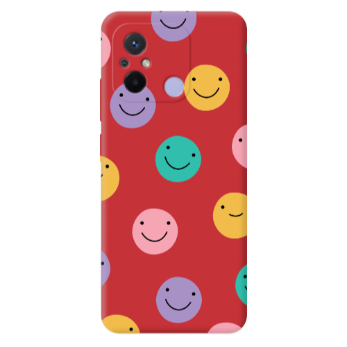 Xiaomi Redmi 12C Colorful smiles Red Colored Silicone TPU Θήκη