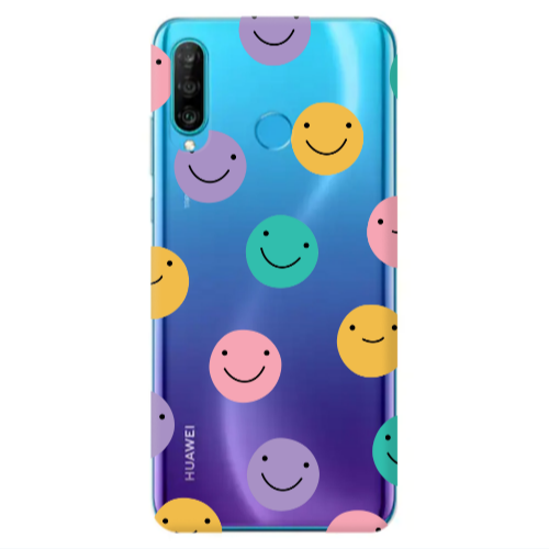 Huawei P30 Lite Colorful smiles Transparent Silicone TPU Θήκη