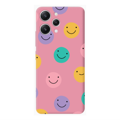 Xiaomi Redmi 12 Colorful smiles Pink Colored Silicone TPU Θήκη