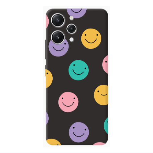 Xiaomi Redmi 12 Colorful smiles Black Colored Silicone TPU Θήκη
