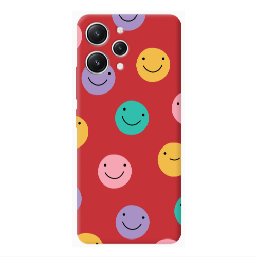 Xiaomi Redmi 12 Colorful smiles Red Colored Silicone TPU Θήκη