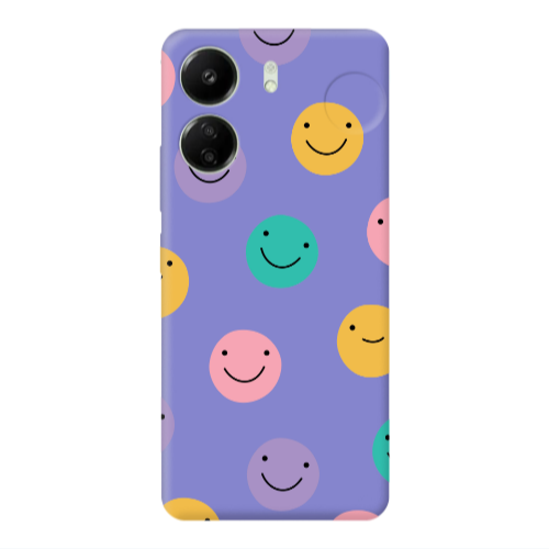 Xiaomi Redmi 13C Colorful smiles Purple Colored Silicone TPU Θήκη