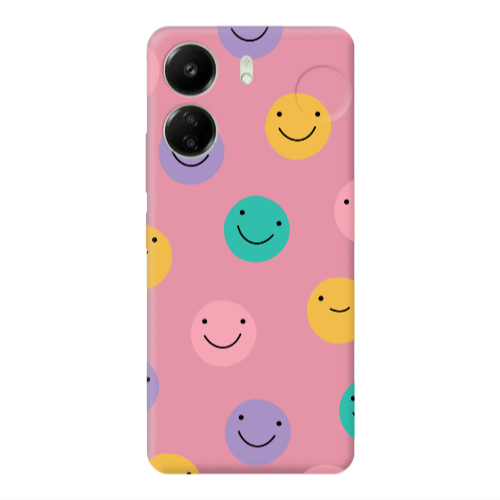 Xiaomi Redmi 13C Colorful smiles Pink Colored Silicone TPU Θήκη