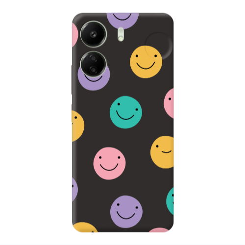 Xiaomi Redmi 13C Colorful smiles Black Colored Silicone TPU Θήκη