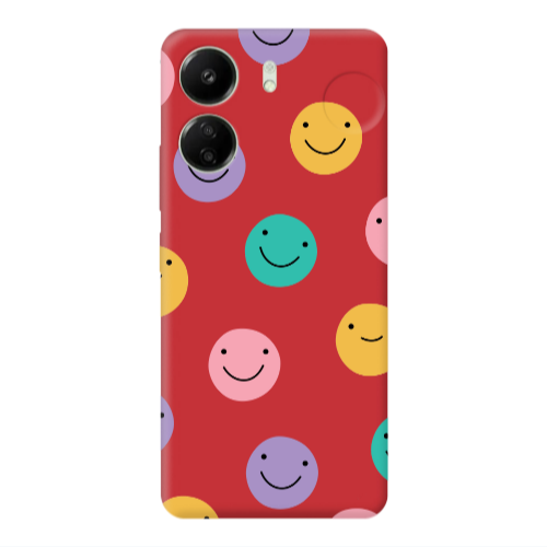 Xiaomi Redmi 13C Colorful smiles Red Colored Silicone TPU Θήκη