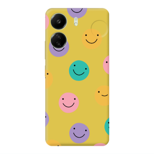 Xiaomi Redmi 13C Colorful smiles Yellow Colored Silicone TPU Θήκη