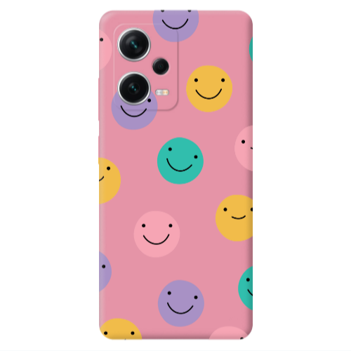 Xiaomi Poco X5 Colorful smiles Pink Colored Silicone TPU Θήκη