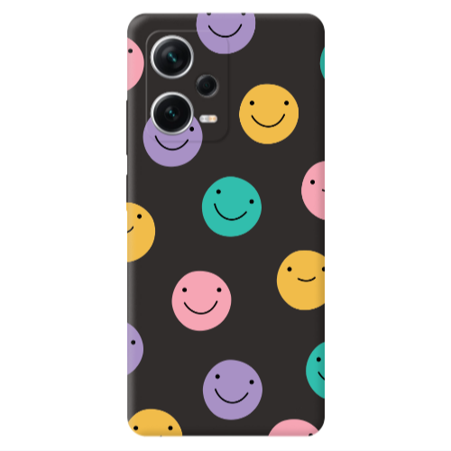 Xiaomi Poco X5 Colorful smiles Black Colored Silicone TPU Θήκη