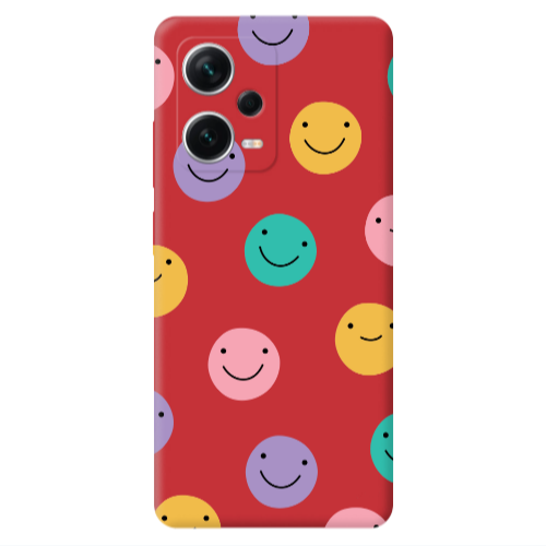 Xiaomi Poco X5 Colorful smiles Red Colored Silicone TPU Θήκη