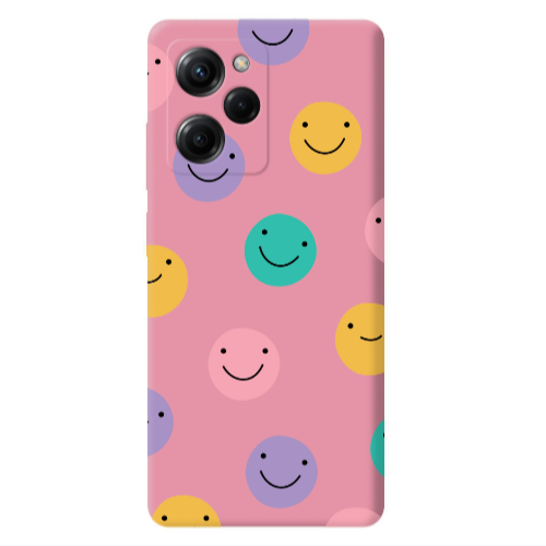 Xiaomi Poco X5 Pro Colorful smiles Pink Colored Silicone TPU Θήκη