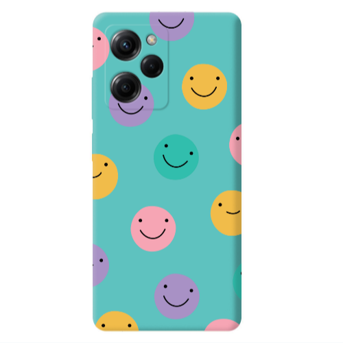Xiaomi Poco X5 Pro Colorful smiles Turquoise Colored Silicone TPU Θήκη