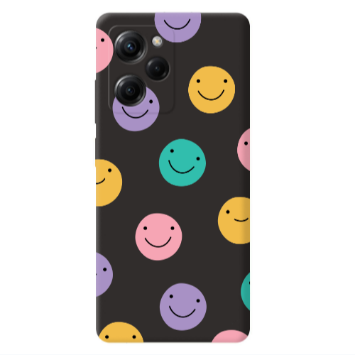 Xiaomi Poco X5 Pro Colorful smiles Black Colored Silicone TPU Θήκη