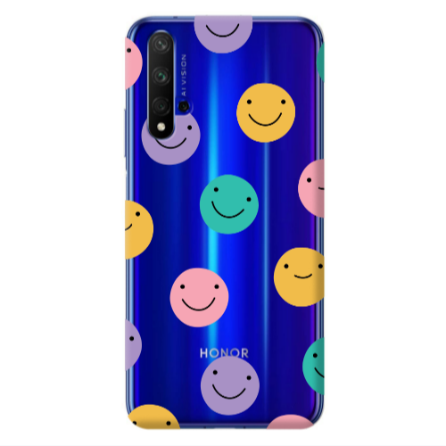Huawei Nova 5 T Colorful smiles Transparent Silicone TPU Θήκη