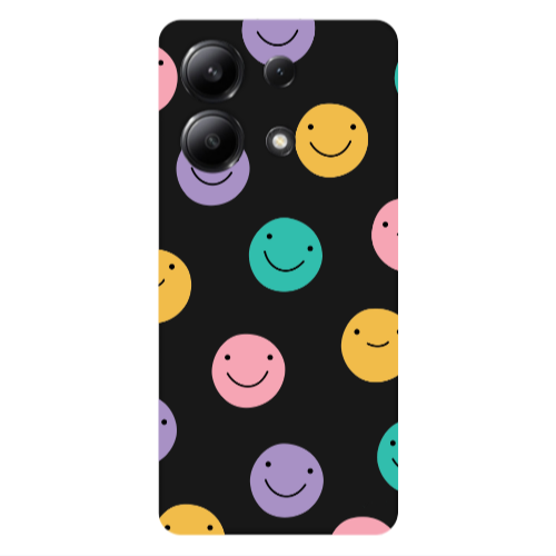 Xiaomi Redmi Note 13 4G Colorful smiles Black Colored Silicone TPU Θήκη